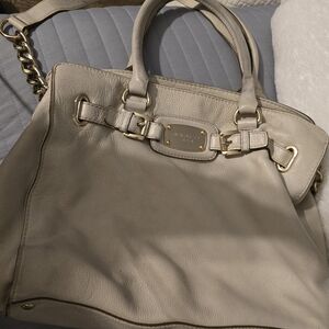 Michael Kors Light Beige Leather Tote with Gold Hardware